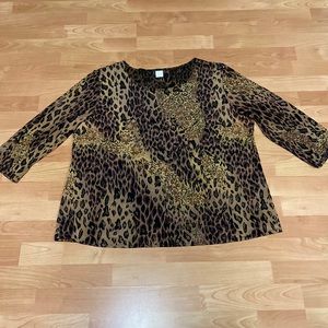 Brittany Black Woman Animal Print Top